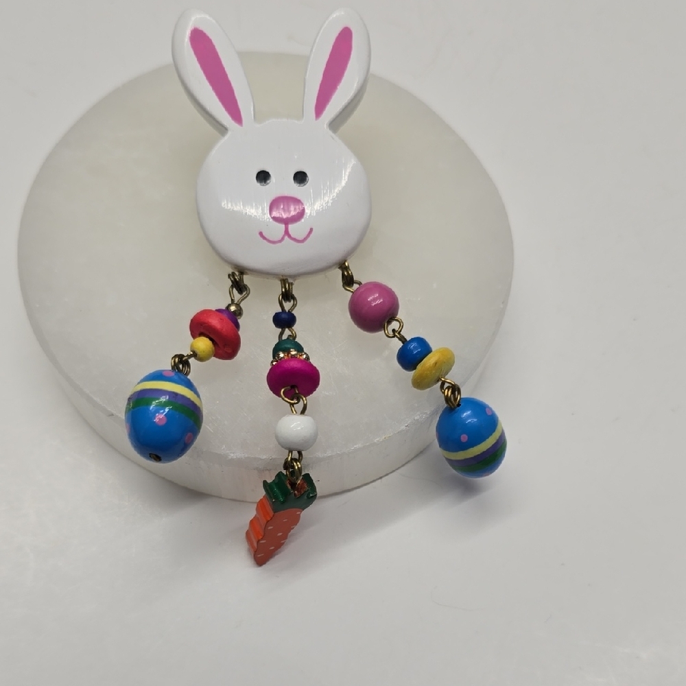 Colorful Bunny Brooch with Beads